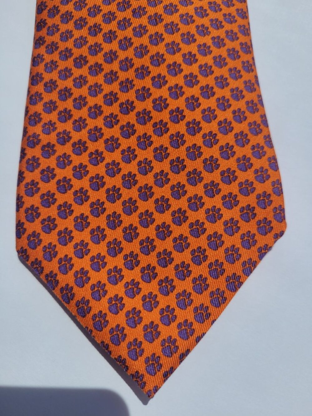 Vineyard Vines Clemson University Custom Collection Silk Tie Orange Paw Prints